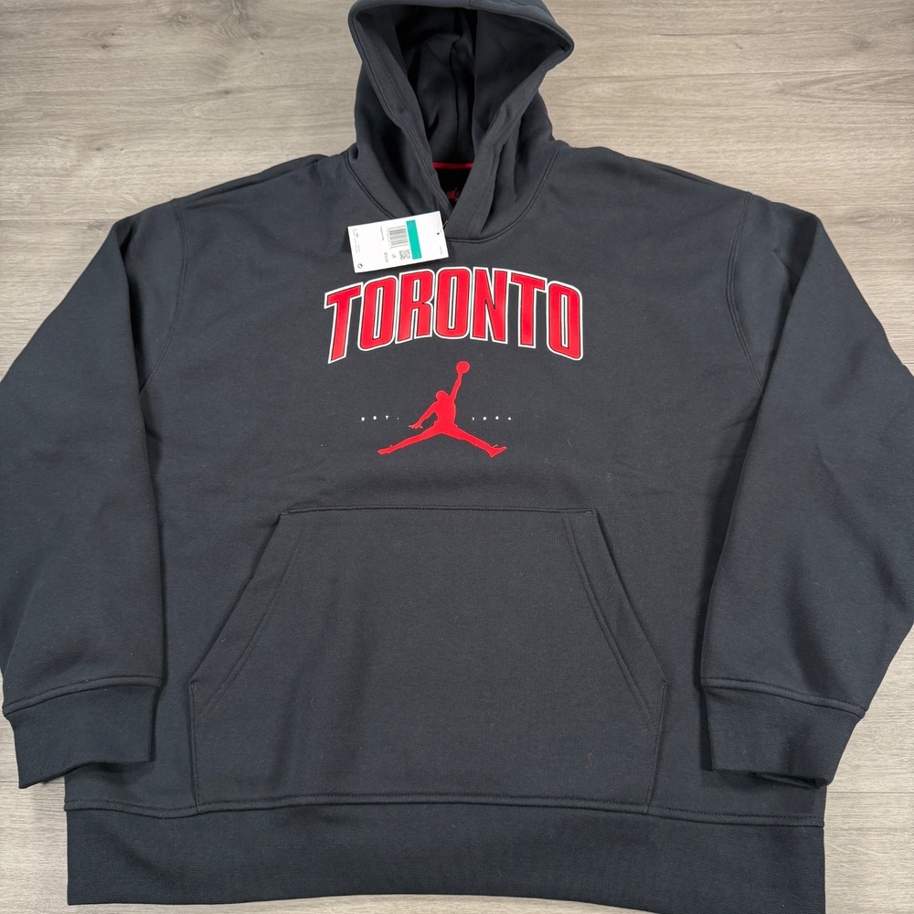 Nike Air Jordan Toronto Hoodie Black Mens XL HQ0424-010 Bred Canada Jumpman
